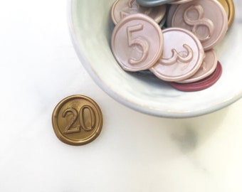 Cachets de cire avec chiffres/ Cachets de cire adhésifs / Cachets de faire-part de mariage / Cachets de cire pour chiffres de table / Cachets de cire à retirer et coller / Cachets décoratifs