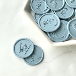 Floral Initial Wax Seal / Adhesive Wax Seals / Letter Wax Seals / Wedding Invitation Seals / Peel and Stick Wax Seals / Monogram