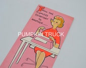 Vintage Greeting Card - Mod Secretary Lady with Pink Typewriter - Used Norcross