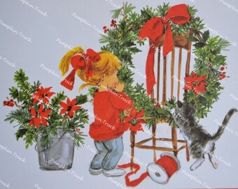 SANTA PAINTING TOYS Kristin Elliot Christmas Greeting Card w/ Envelope MG18 SANTA PAINTING TOYS Kristin Elliot Christmas Greeting Card w/ Envelope MG18