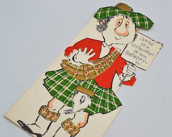 Vintage Birthday Card - Scotsman Wearing Kilt - Unused