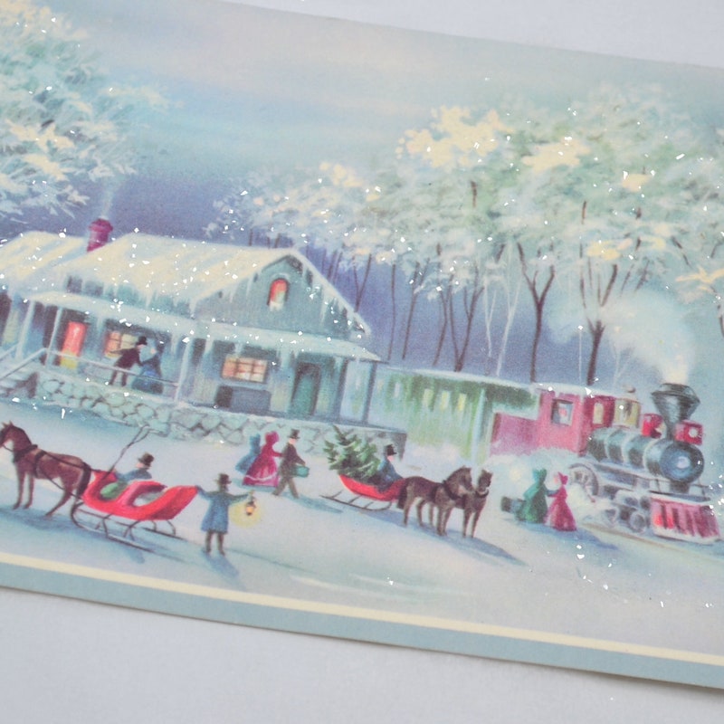 Vintage Glitter Christmas Cards Etsy