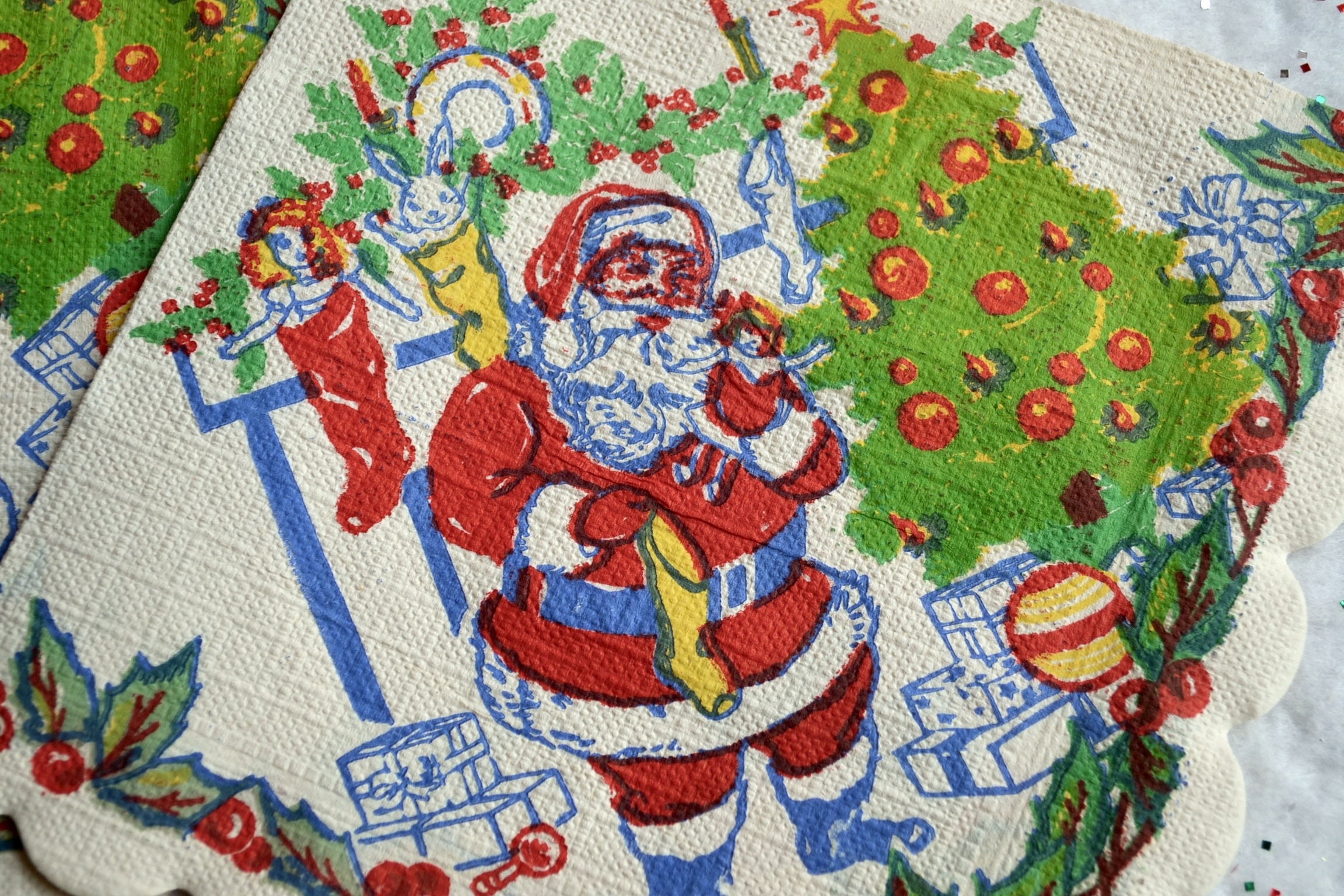 Vintage Paper Christmas Napkins 1950's Santa Filling Etsy