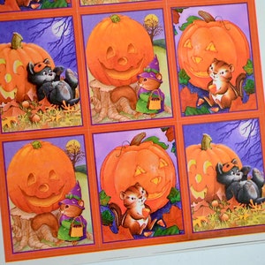 Vintage Halloween Stickers - Woodland Animals and Jol Pumpkins - Hallmark 1990s