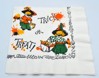 Vintage Halloween Paper Napkin - Trick or Treat Costume Children