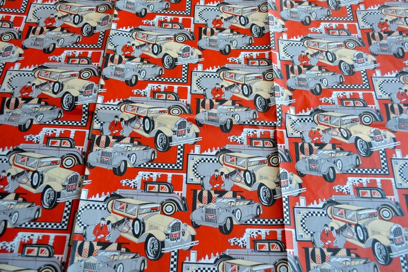 Vintage Wrapping Paper 1930s Gatsby Deco Luxury Cars Unused Full Sheet Plus Partials