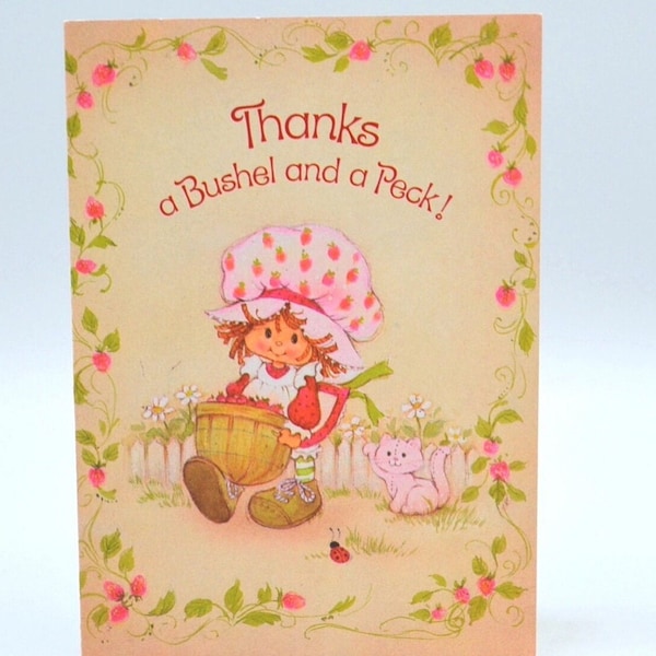 Vintage Strawberry Shortcake Thank You Note Card - Unused Blank Inside