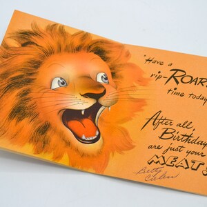 Vintage Birthday Card - Lions Double Image - Used