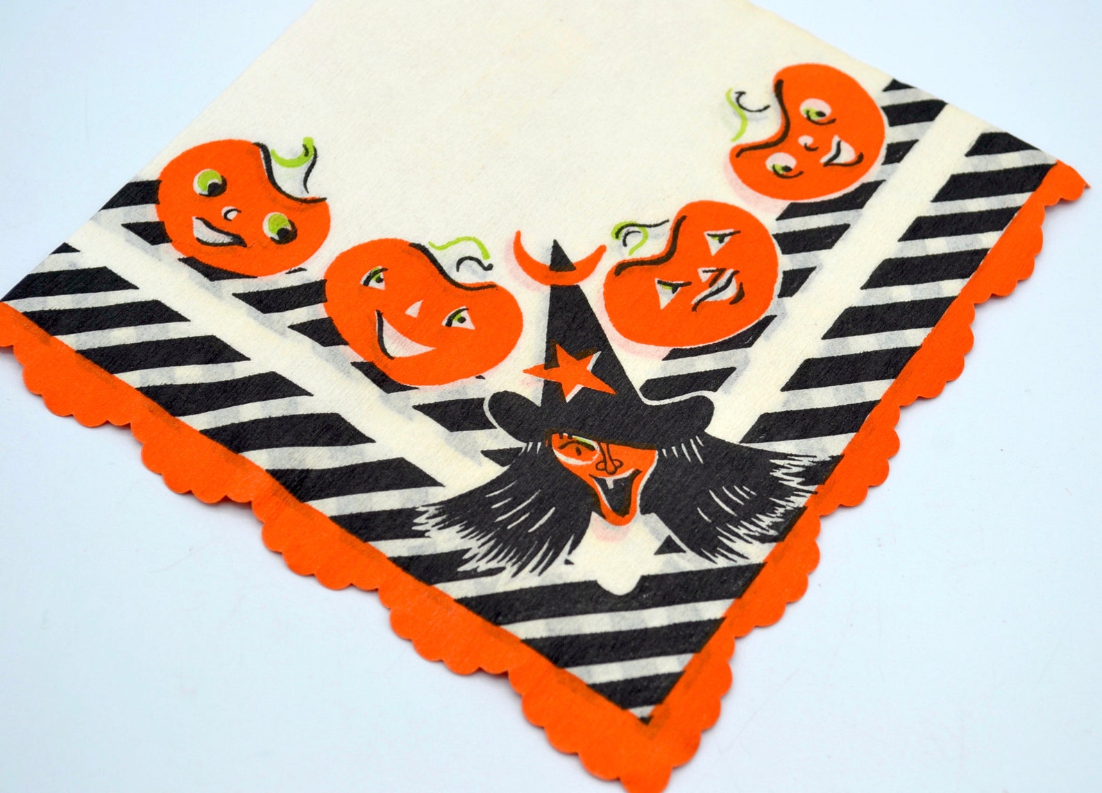 Vintage Halloween Paper Napkin Witch and JOL Pumpkins With Etsy