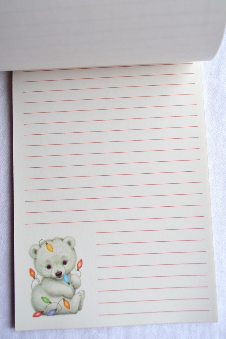 Vintage Christmas Stationery Note Pad Morehead Baby Polar Bear Writing Paper 30 Sheets