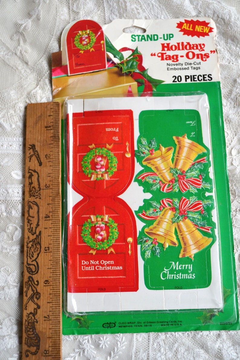 Vintage Christmas Gift Tags Die Cut Stand up Wreath and Etsy
