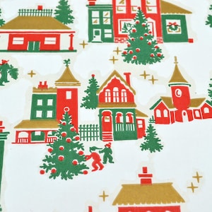 Vintage Christmas Wrapping Paper Santa Playing with Toy Train One Flat  Sheet 1950s-early 1960s Vintage Christmas Gift Wrap