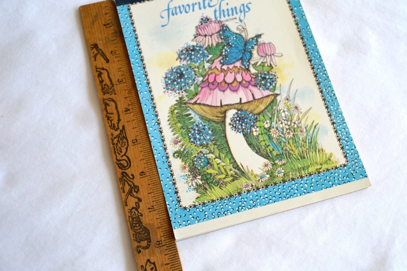 Vintage Writing Paper Stationery Mod Pink Mushroom Butterfly on Lavender 40 Sheets