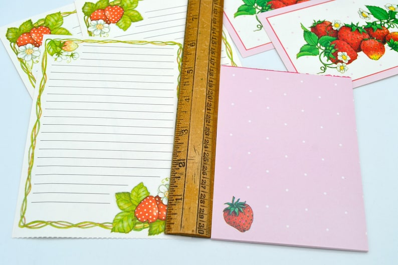 Vintage Stationery Pink Strawberry Lot 25 Pieces