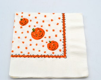 Vintage Paper Halloween Napkin - Sweet Little Pumpkin Faces - Hallmark