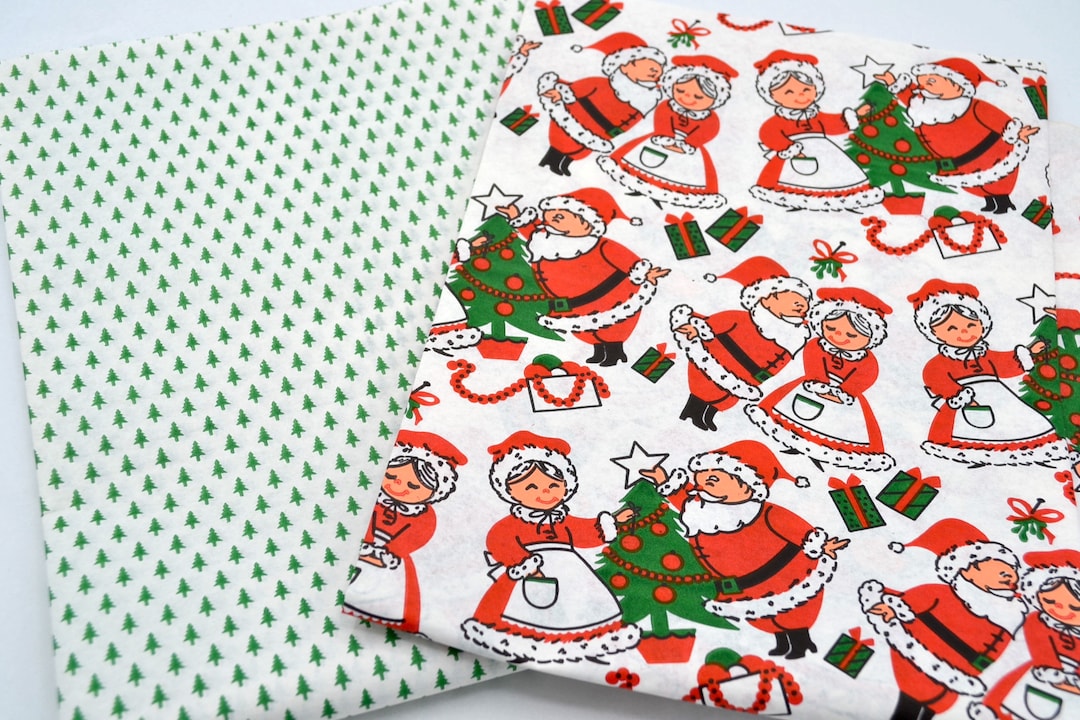 Vintage Christmas Wrapping Paper Mr and Mrs Santa Claus and Etsy