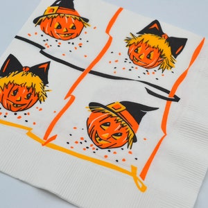 Vintage Halloween Paper Napkin - Boy and Girl Confetti JOL Pumpkins - Luncheon Sized