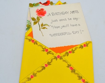 Vintage Greeting Card - 1970's Happy Birthday Note - Unused Rust Craft