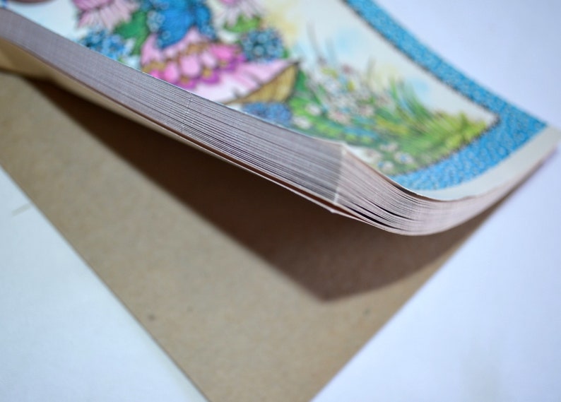 Vintage Writing Paper Stationery Mod Pink Mushroom Butterfly on Lavender 40 Sheets