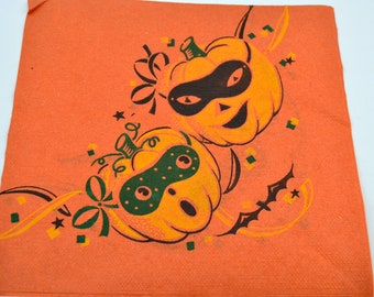 Vintage Halloween Paper Napkin - Masquerade Costume Party Pumpkin JOLs