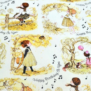 Vintage Wrapping Paper - Hollie Hobbie Birthday Girls - Unused Sheet