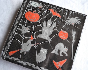 Halloween Paper Napkins - Witch Owl JOL Black Cat Spider Devil - Sealed Package of 20