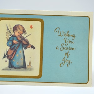 Vintage Christmas Card - Hummel Angel Playing the Violin - Unused