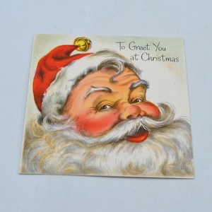 Vintage Christmas Card - Santa Face To Greet You - Used Hallmark
