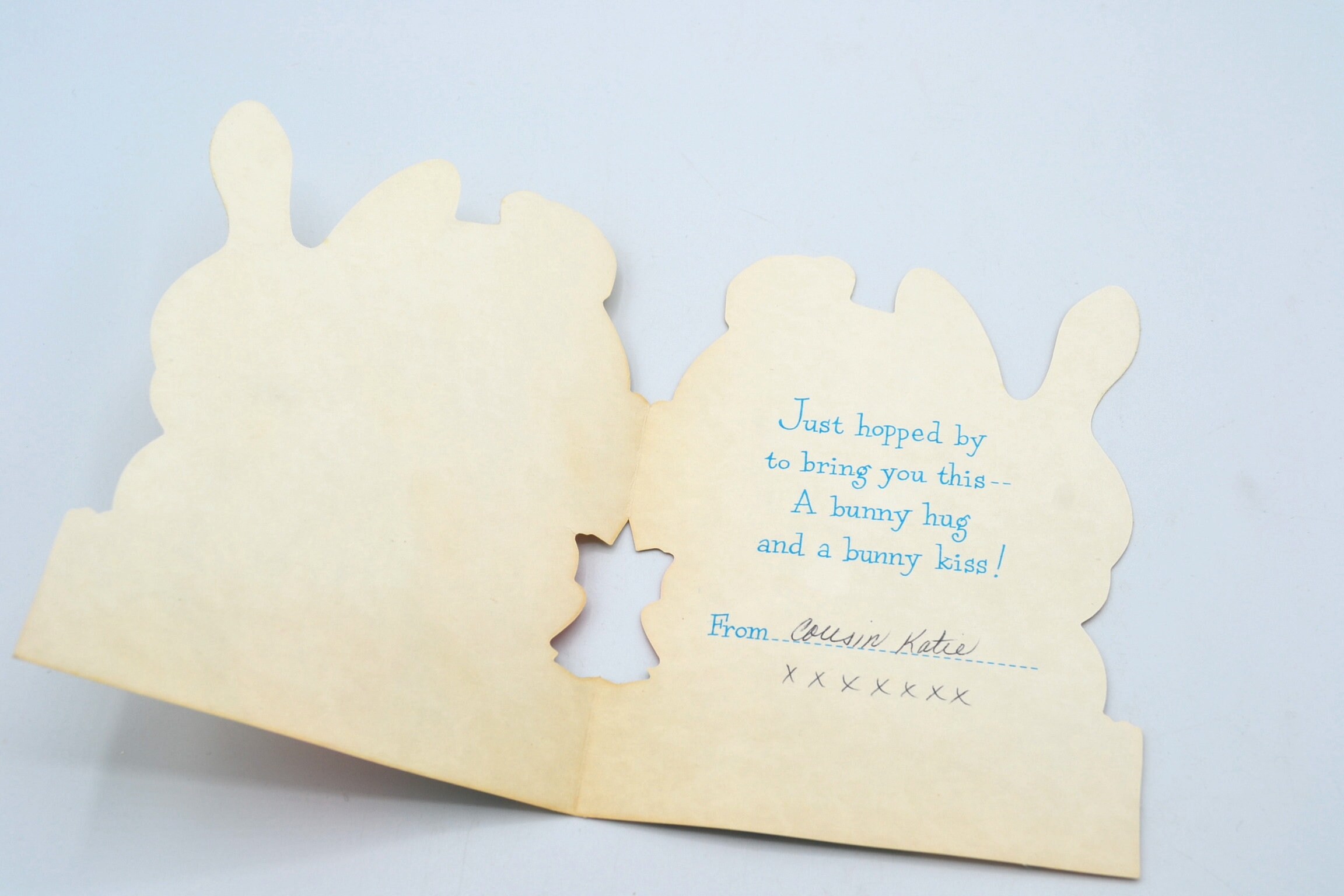 Vintage Easter Card - Hopping White Flocked Bunny Rabbit - Used ...