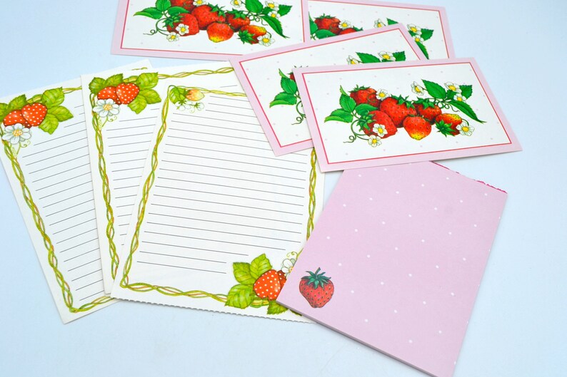 Vintage Stationery Pink Strawberry Lot 25 Pieces