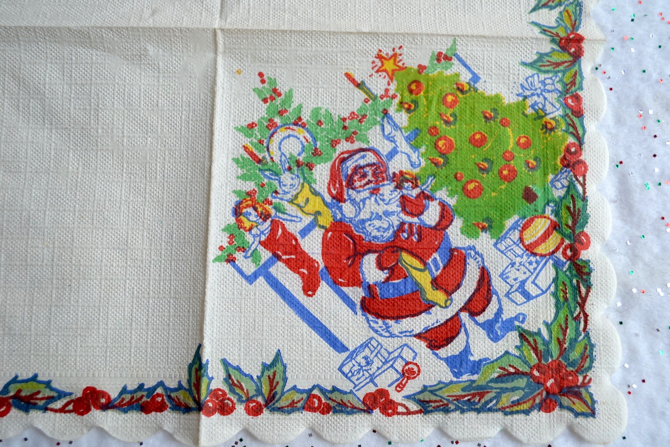 Vintage Paper Christmas Napkins 1950's Santa Filling Etsy