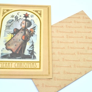 Vintage Christmas Card - Hummel Angel Carrying Lantern and Star Staff - Hummel Print Envelope - Unused