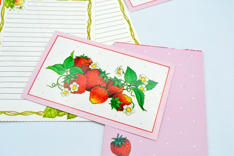 Vintage Stationery Pink Strawberry Lot 25 Pieces