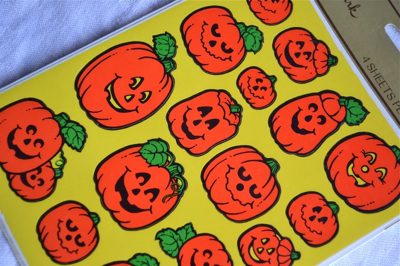 Vintage Stickers Hallmark Halloween Pumpkins A Sealed Etsy