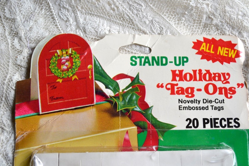 Vintage Christmas Gift Tags Die Cut Stand up Wreath and Etsy