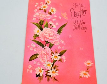 Vintage Birthday Card - 1970's Mod Pink to Daughter - Unused Sangamon