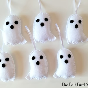 White ghost - Set of 6 - Halloween decor - Ghost decor - Halloween tree decor - Party decor - Felt ornaments - Halloween ghost