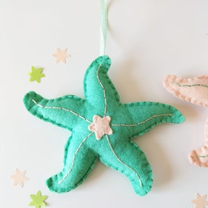 Felt Starfish Sea felt creatures Sea nursery decor Summer felt ornaments Under the sea Ocean life Beach house decor image 4