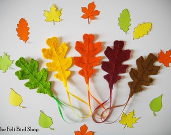 Oak leaves felt  - Fall leaves decor - Autumn decor - Thanksgiving day ornament - Autumn colors decor - Felt leaves