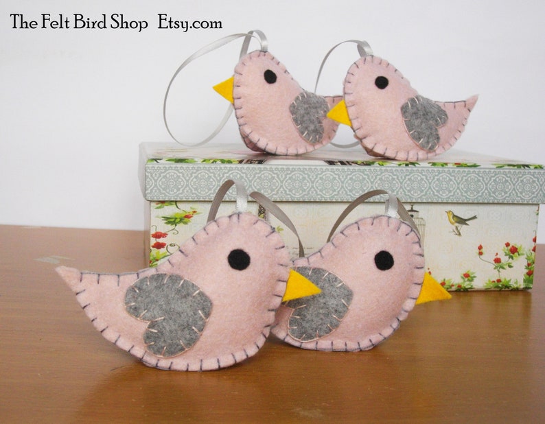 Pink and grey bird Nursery decor Bird baby shower Bird ornament Baby girl shower Pink bird Baby shower gift Birds party favors