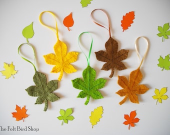 Chestnut leaves - Autumn felt decor - Thanksgiving day ornament - Halloween decoration - Felt leaves - Fall decoration
