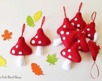 Felt toadstool - Mushrooms decor - Forest nursery decor - Woodland baby mobile - Spring ornament - Autumn decor - Christmas ornaments