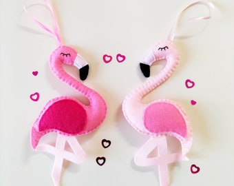 Felt flamingo - Pink flamingo - Summer felt decor - Felt birds - Nursery decor - Wedding ornaments - Pink ornaments