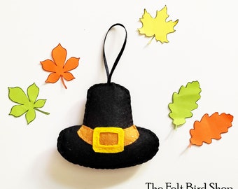 Pilgrim hat - Felt pilgrim hat - Thanksgiving felt decor- Fall felt ornaments - Autumn decor - Halloween decor