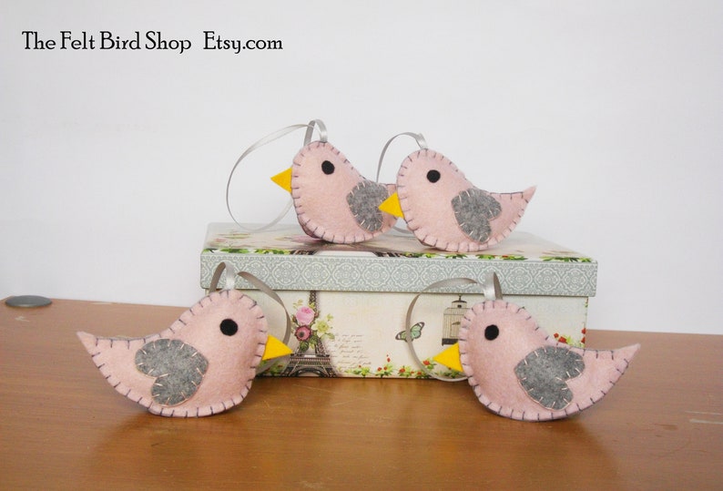 Pink and grey bird Nursery decor Bird baby shower Bird ornament Baby girl shower Pink bird Baby shower gift Birds party favors