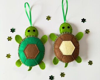 Felt turtle - Felt animals - Felt tortoise - Summer ornaments - Nursery decor - Green turtle - Handmade turtle - Brown turtle - Summer