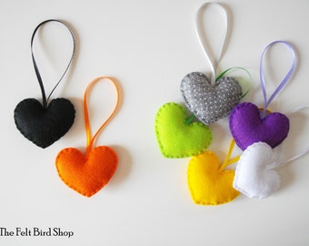 Halloween hearts - Set of 7 - Autumn decor - Felt heart - Halloween tree ornaments - Halloween decoration