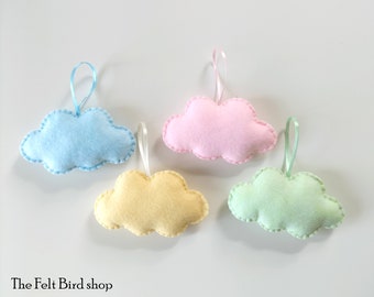 Clouds - Cloud decor - Pastel cloud - Felt clouds - Nursery decor - Baby mobile cloud - Pastel ornaments - Spring decor