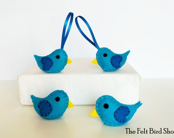 Blue felt birds - Birds of happiness - Mini birds decor - Felt birds decor - Blue birds favors - Birds baby mobile