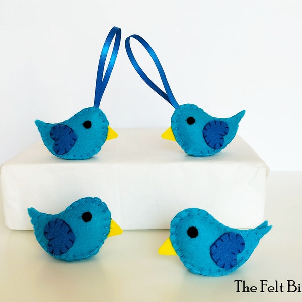 Blue felt birds - Birds of happiness - Mini birds decor - Felt birds decor - Blue birds favors - Birds baby mobile